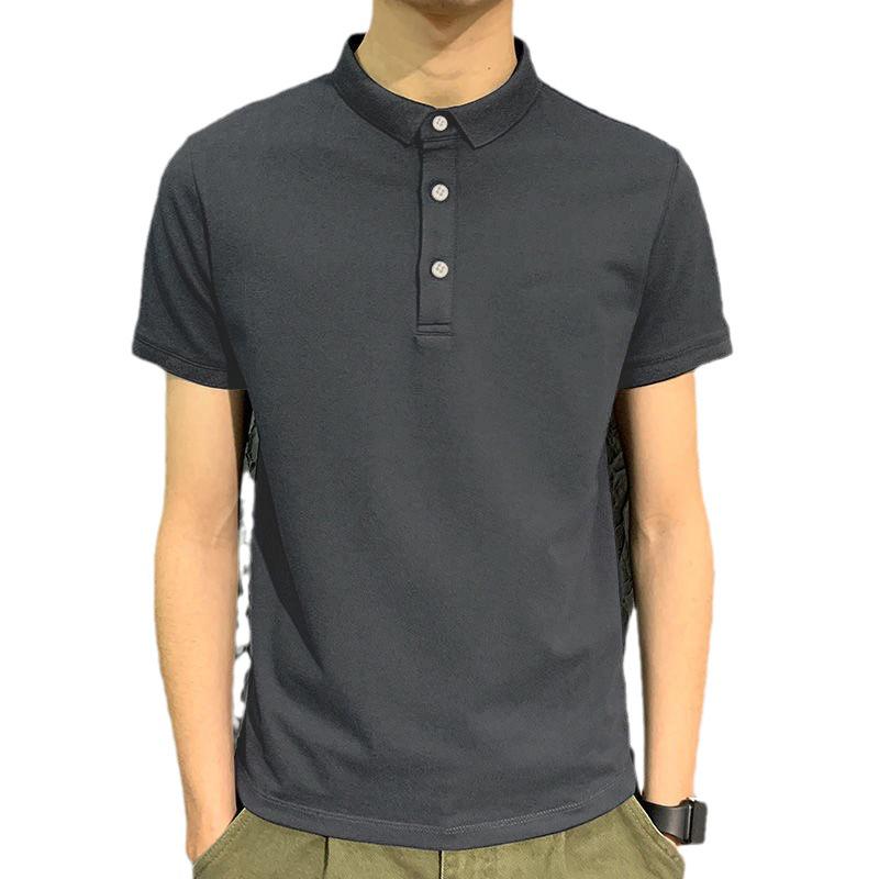 Men's Short-Sleeve Korean Style Polo Shirt with Collar