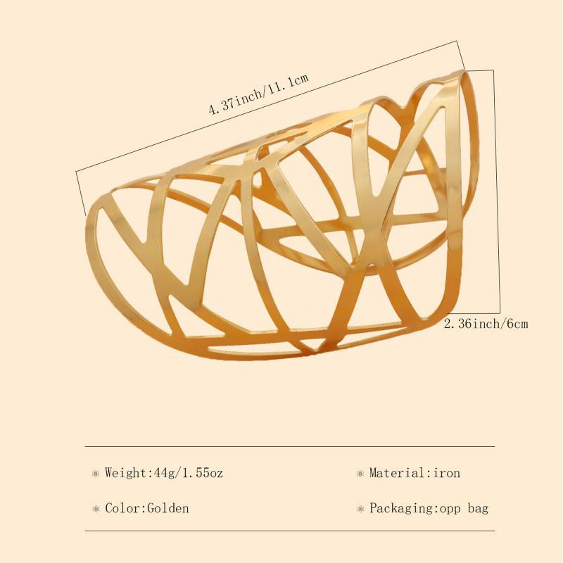Women's European & American Fashion Metal Hollow-Out Exaggerated Elastic Bracelet Armlet