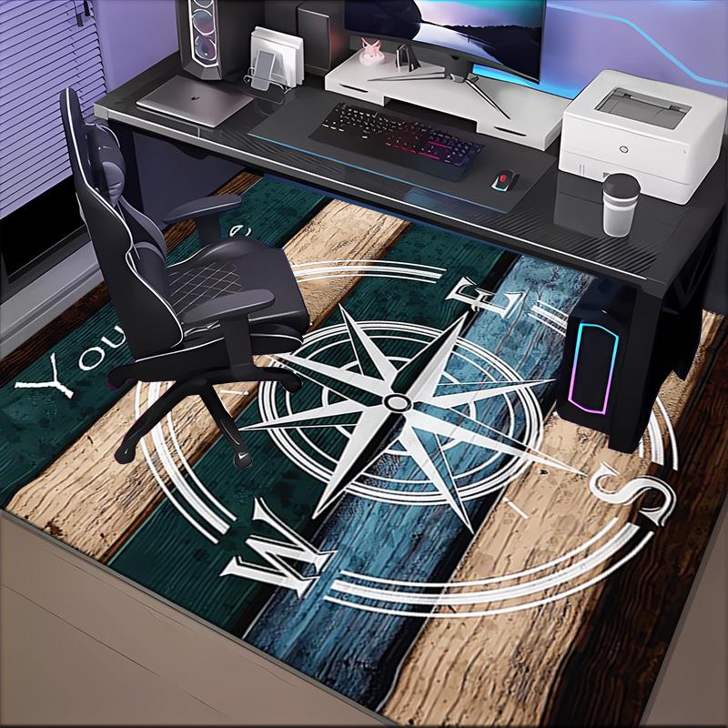 1PC Custom Name Compass Artwork Theme Floor Mat Ideal for Living Room, Game Rooms, Office, Bedroom, Floor Mat Playful Design