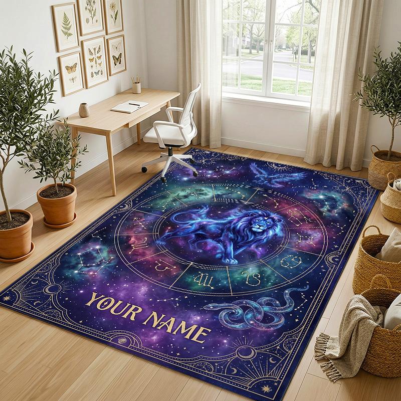 Cosmic Tree Theme Soft Crystal Velvet Rug Custom Name & Text Print Non Slip Floor Rug for Bedroom Living Room