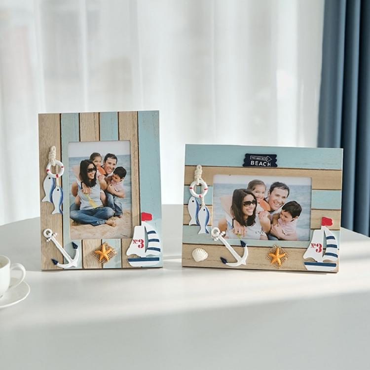 Ramka na zdjęcie na biurko Ramka śródziemnomorska Drewniany stojak na ramkę na zdjęcie Ramka przybrzeżna Dekoracje do domu i kawiarni