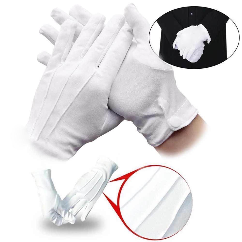 1pairs Formal Tuxedo Gloves - Nylon Guard Parade Gloves for Men and Women, White Cotton Marching Band Dress Gloves
