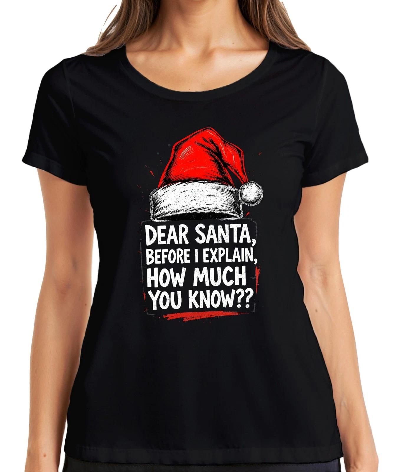 Dear Santa before I explain how much lustig Weihnachten Mütze Damen T-Shirt XXL