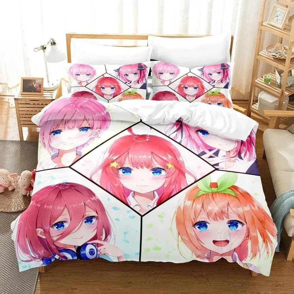 Anime Quintessential Quintuplets Schlaf Bettwäsche Set Jungen Mädchen Einzelgröße Queen Size Größe Bettbezug Kissenbezug Bett Kinder Erwachsene Heimgebrauch Textiltextil