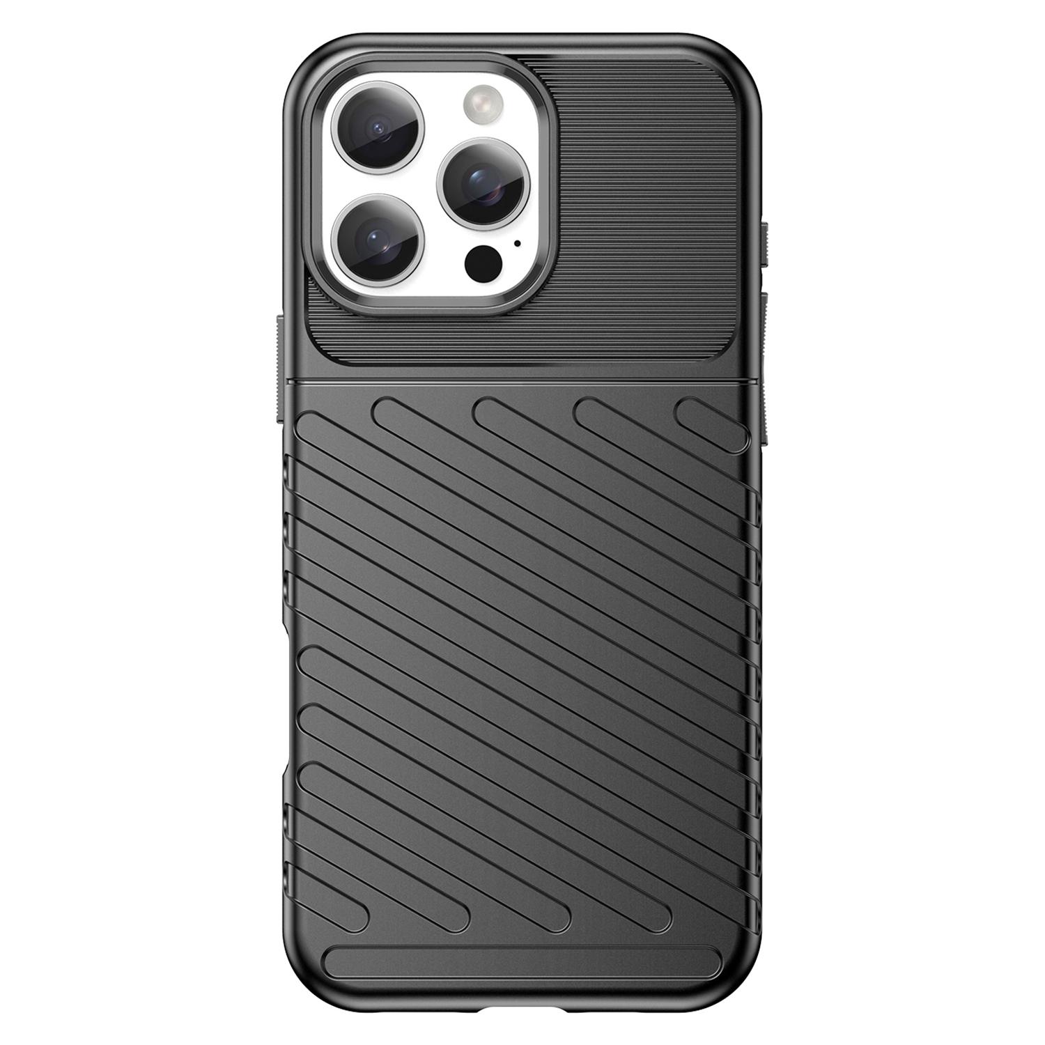 

For iPhone 16 Pro Max Case Twill Texture Thickened TPU Phone Cover Black