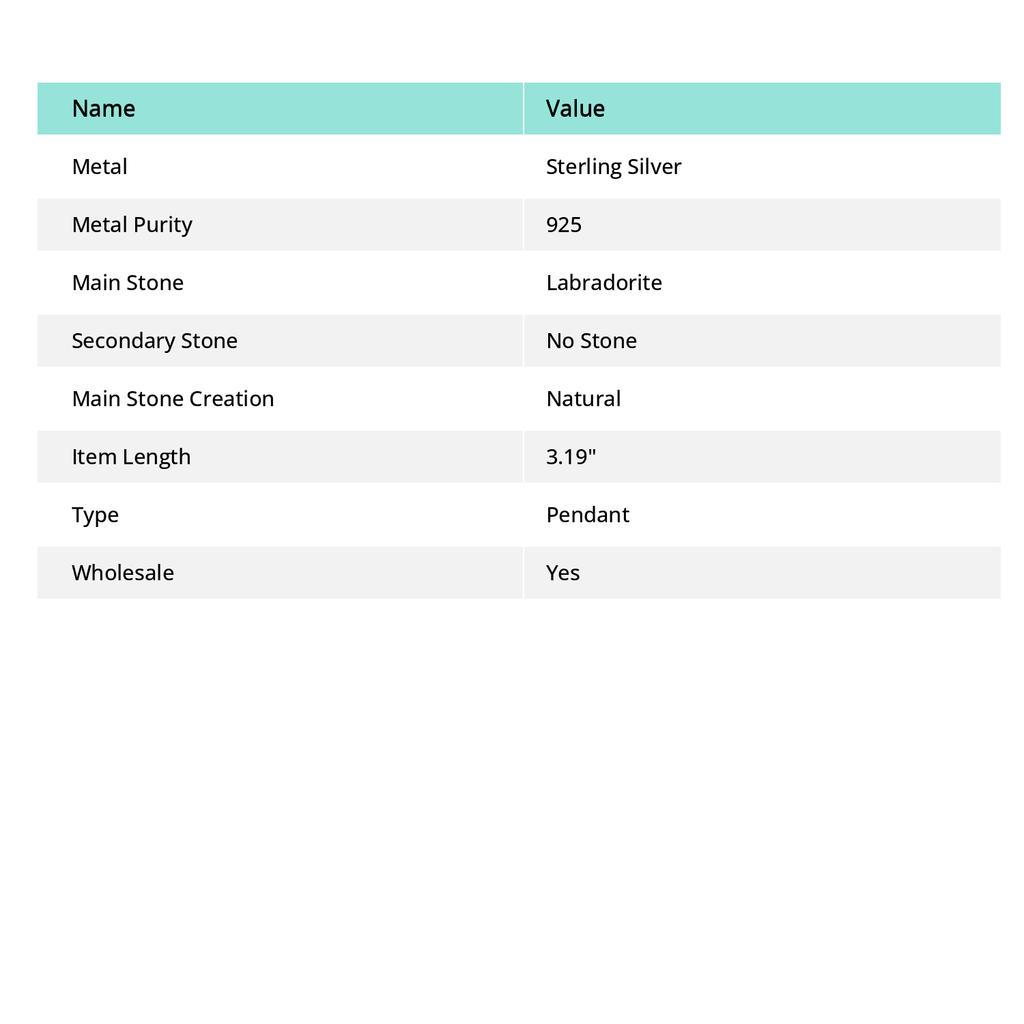 Labradorite Handmade 925 Sterling Silver Jewelry Pendant 3.19" S2r32