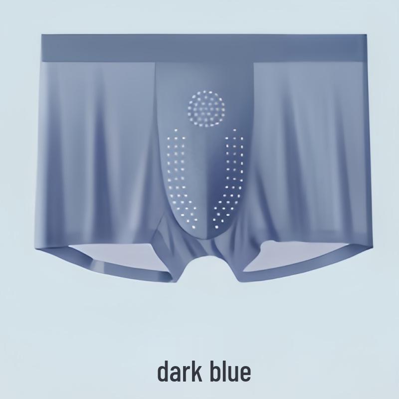Plus Size Men's Ice Silk Boxer Briefs: Breathable, Antibacterial, Seamless Underwear with Ventilation