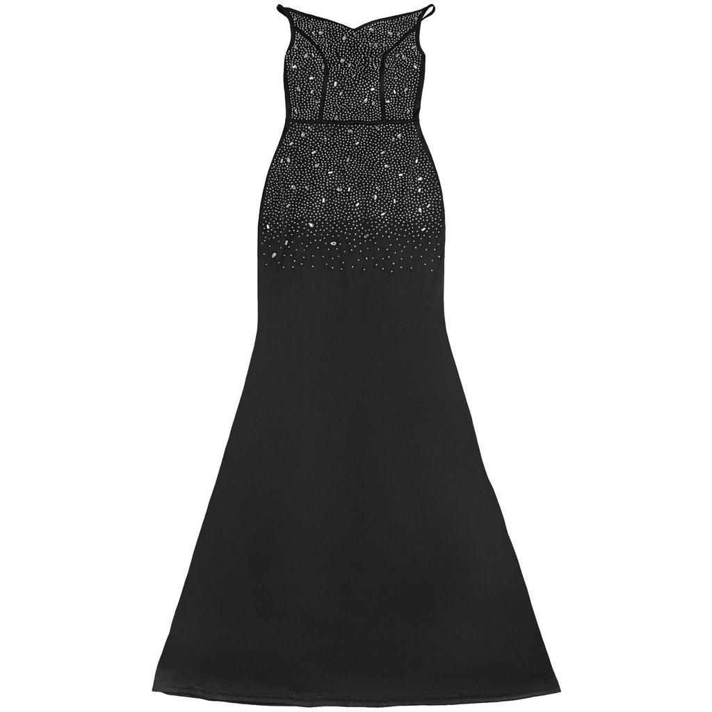 C7292 Europeisk & Amerikansk Mode Dam Sexig Strass Bodycon Genomskinlig Sjal Klänning