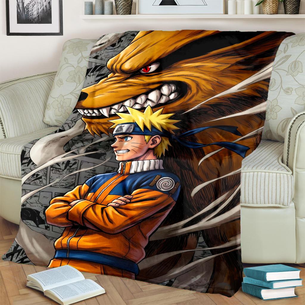 Anime-Naruto Print Blanket Warm Comfortable Flannel Blanket for Bedrooms, Sofas, Beds, Chairs, Picnics, Travel -LXR61