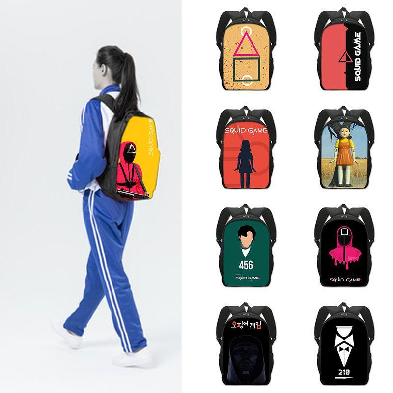 Squid Game Backpack Cartoon Schoolbag For Kids With Adjustable Shoulder Straps