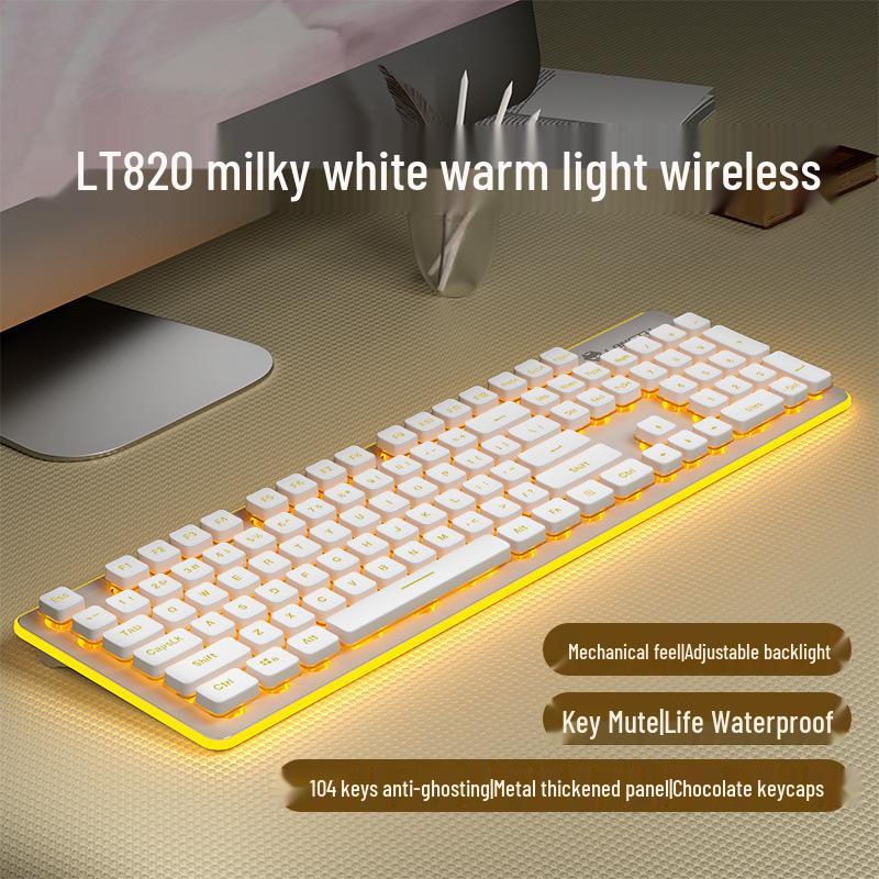 Ultra-Quiet Illuminated Mechanical Feel Wired Keyboard & Wireless Mouse Set for Office & Tablet Use