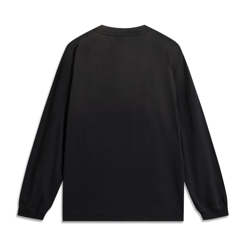 Li-Ning Breathable Versatile Printed Round Neck Long Sleeve T-Shirt Men Tops Black AHSUG01-3