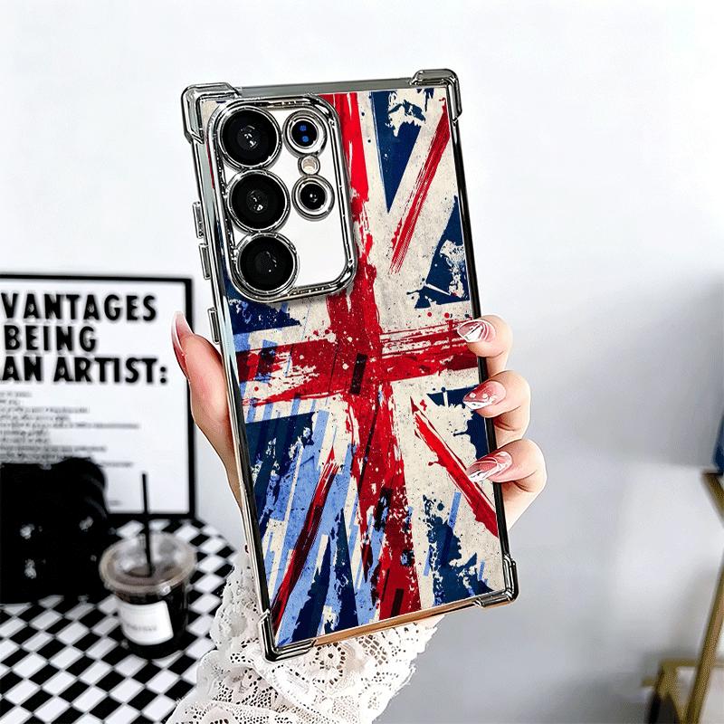 Union Jack England UK Flag Soft Phone Case For Samsung Galaxy S26 Ultra S25 Edge S24 FE S23 Plus S22 S21 + S20 Plating Anti-Fall