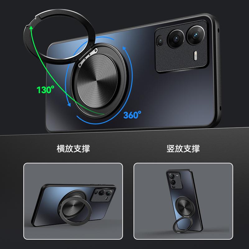 Applicable to vivoS11 mobile phone case Pro new magnetic suction rotating bracket matte silicone all-inclusive anti-drop cover men