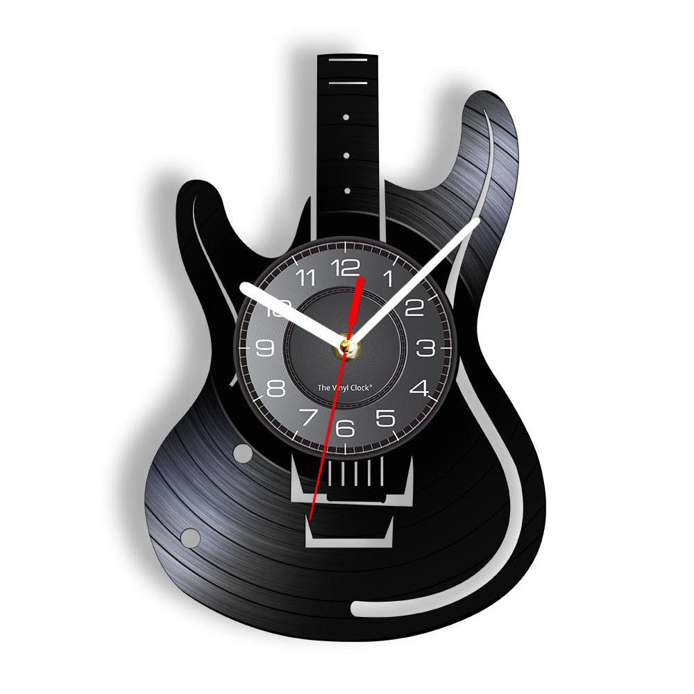 Music Is The Voice In The Soul Musical Quote Wall Clock Guitar Vinyl Record Wall Clock Music Meditations Decorative Clock Watch