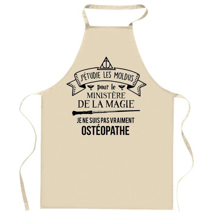 Tablier de cuisine - Ostéopathe Ministère de la Magie - Coton résistant - Imprimé en France - Liens ajustables
