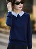 Women's Cashmere Soft Knit Polo Collar Pullover - Versatile, Simple, and Elegant Design for Spring and Autumn