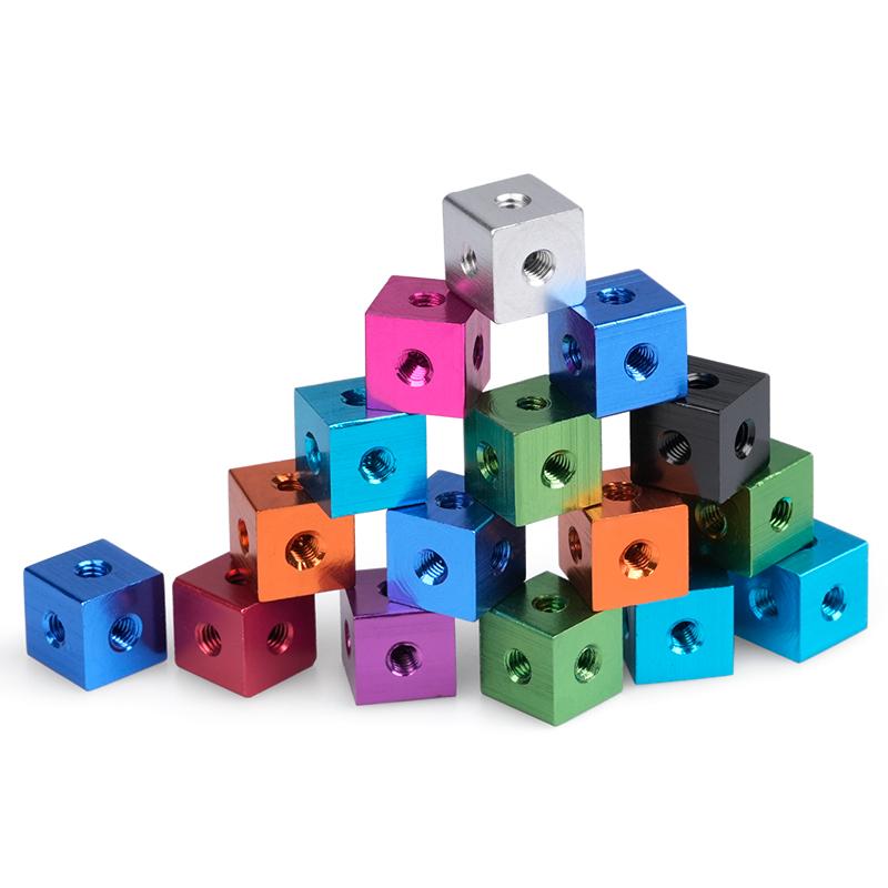 Aluminum Alloy Fixed Block Six-sided Nut M3 M4 M5 M6 M8 M10 Cube Nut Block Connector For Fixed Acrylic Sheet Accessories