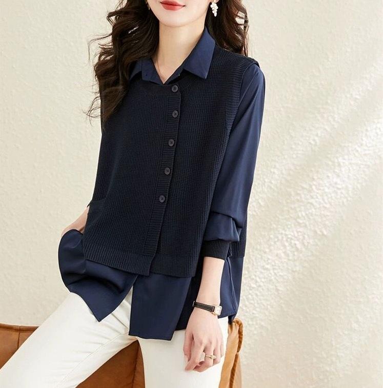 Women's Spring Temperament Elegant Knitwear Long Sleeve Loose Casual Top
