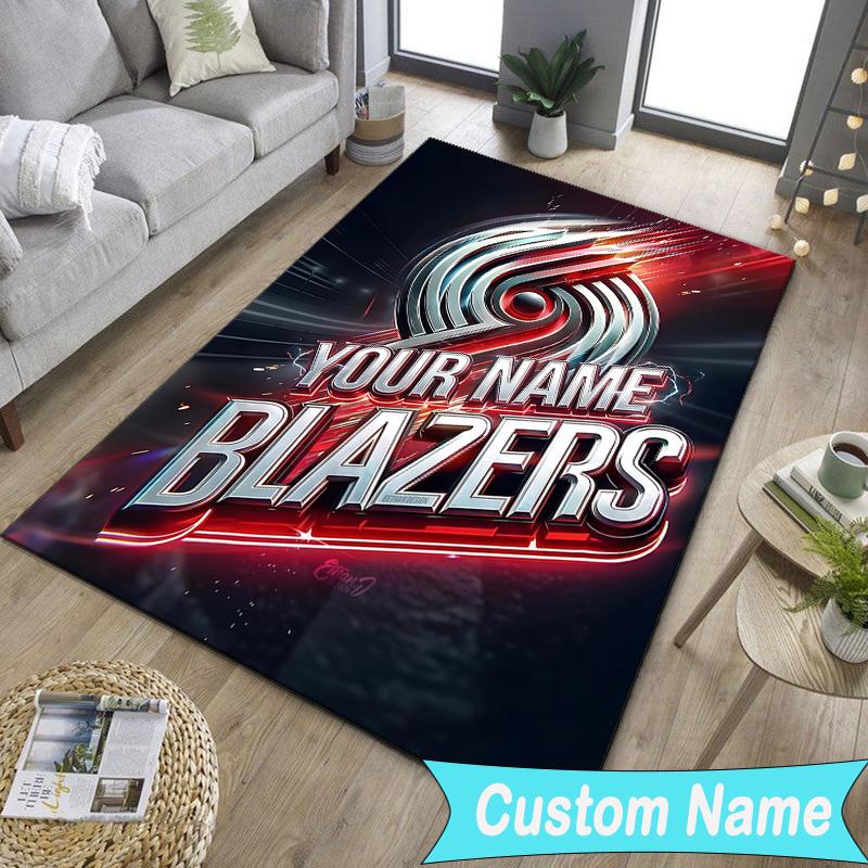 Custom NameTrail Blazers Logo Carpet, Indoor Rug, Chair Rug, Living Rooms, Doormat Made From Polyester Home Decor Birthday Christmas Gifts