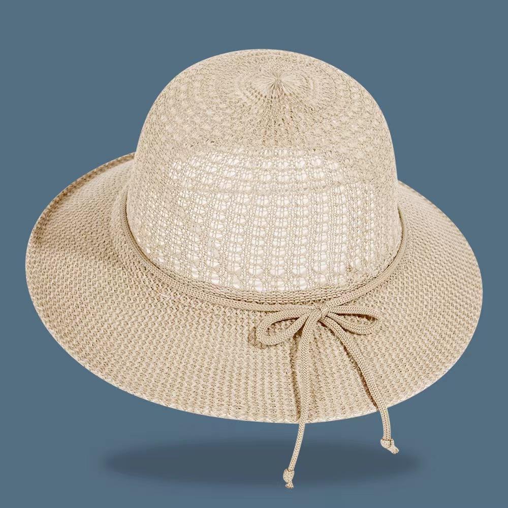 Sun Hat Women's Summer Beach Simple and Elegant Bow Straw Hat Versatile Sun Hat Outdoor Sun Protection Hat