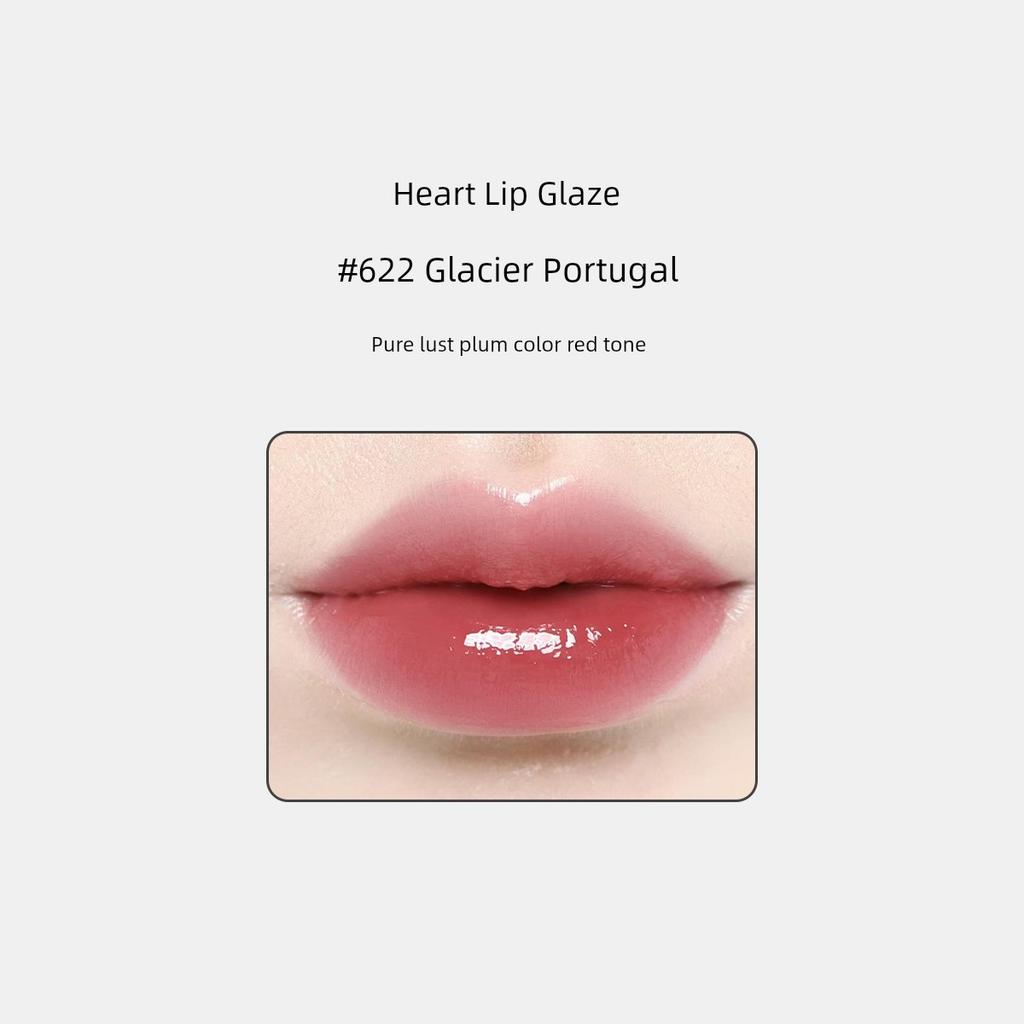 Heart-Shaped Black Tube Lip Gloss Ys Swatch Colors 610 440 441 Ice Oolong Desire Wild Rose Mirror Glass Lip