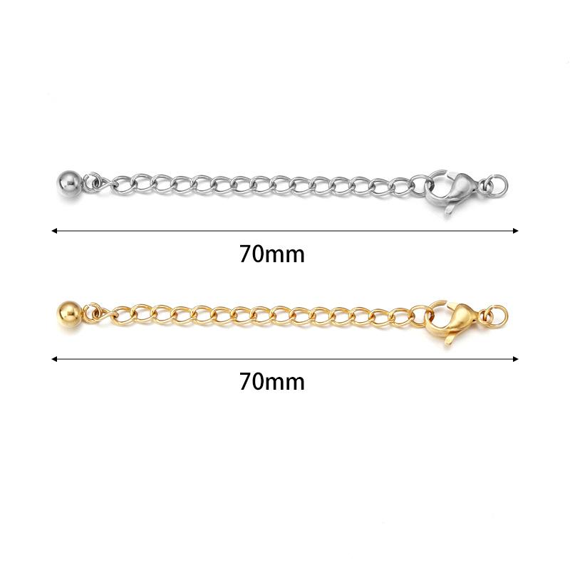 10pcs/lot Stainless Steel Extension Chains Link Jump Rings Lobster Clasps Connectors For Bracelets Necklace DIY Jewelry Making