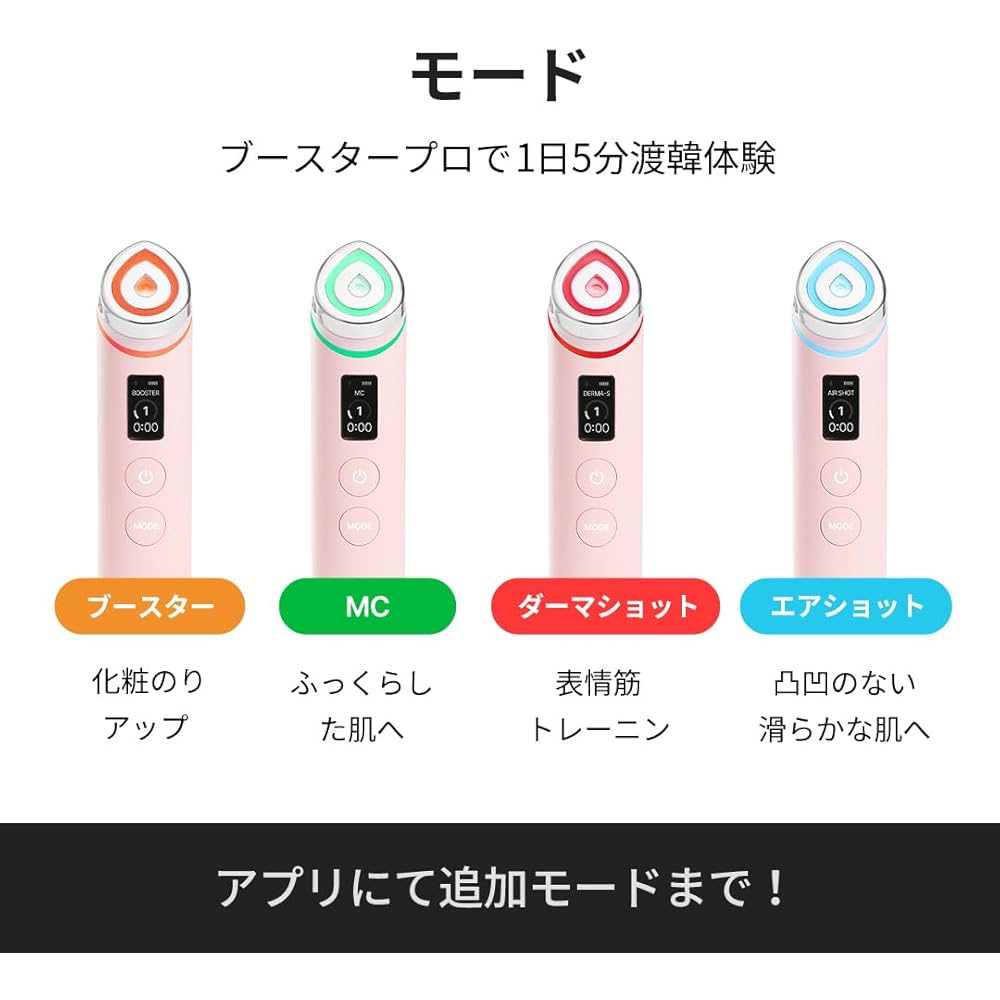 Medicube AGE-R Booster Pro Różowy, 5-minutowe koreańskie doświadczenie pielęgnacji skóry, Japońska instrukcja obsługi, Wszechstronne urządzenie do pielęgnacji twarzy, Przenośne, 155g, Gi