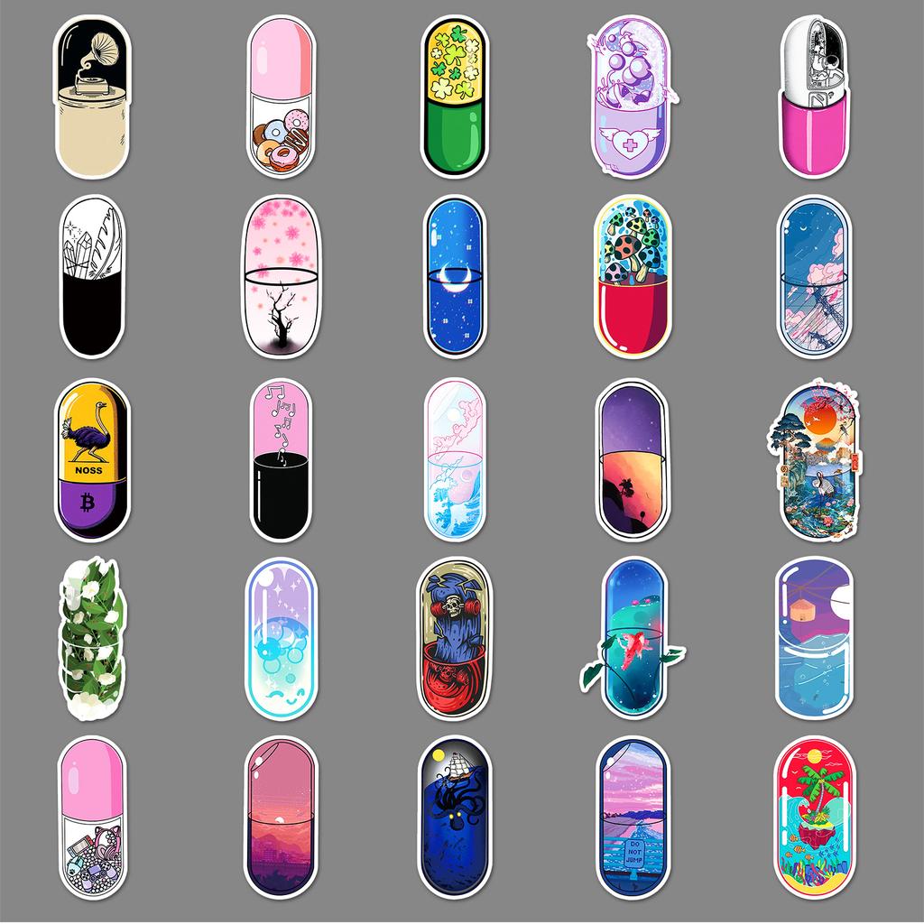 50 Capsule World Graffiti Stickers Personalized Creative Trend Decoration Mobile Phone Case Suitcase Skateboard Stickers