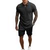 Men’s Short Sleeve Polo Shirt and Shorts Set with Zipper Collar Athletic Fit Casual Two Piece Outfit for Summer Wear