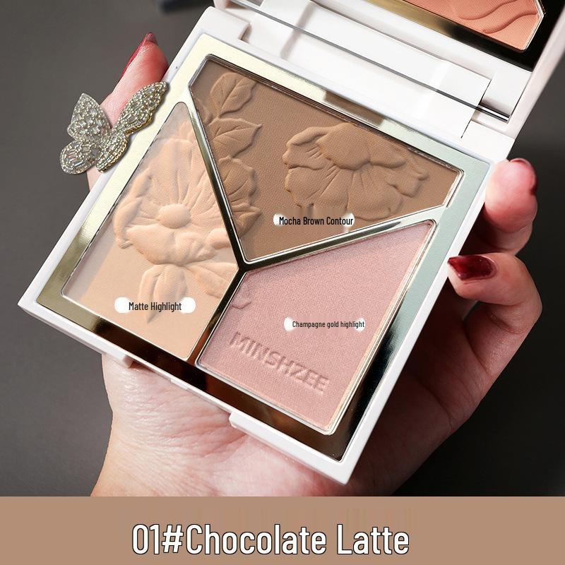 Mingxi Zhi All-in-One Highlighting & Contouring Palette: Shimmer, Matte, Shadow, Blush, Highlighter & Concealer.