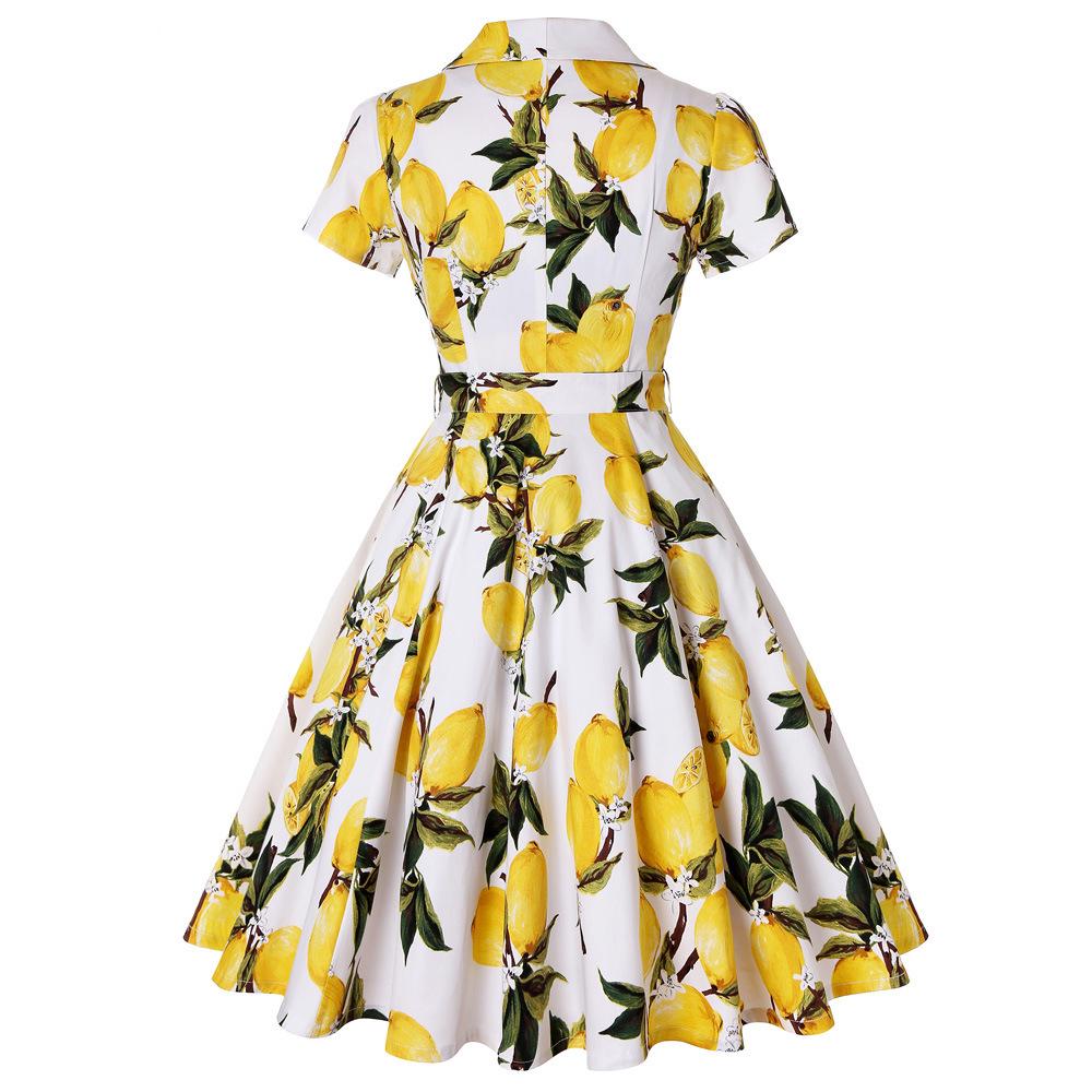 Hepburn-Inspired Floral Tie-Waist Dress with Lapel and Belt