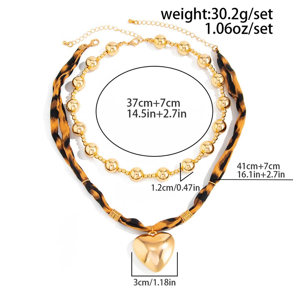 Sweet Cool INS Heart Alloy Pendant Necklace Unique Exaggerated Sexy Leopard Print Clavicle Chain for Women Daily Party Streetwear Jewelry Accessories