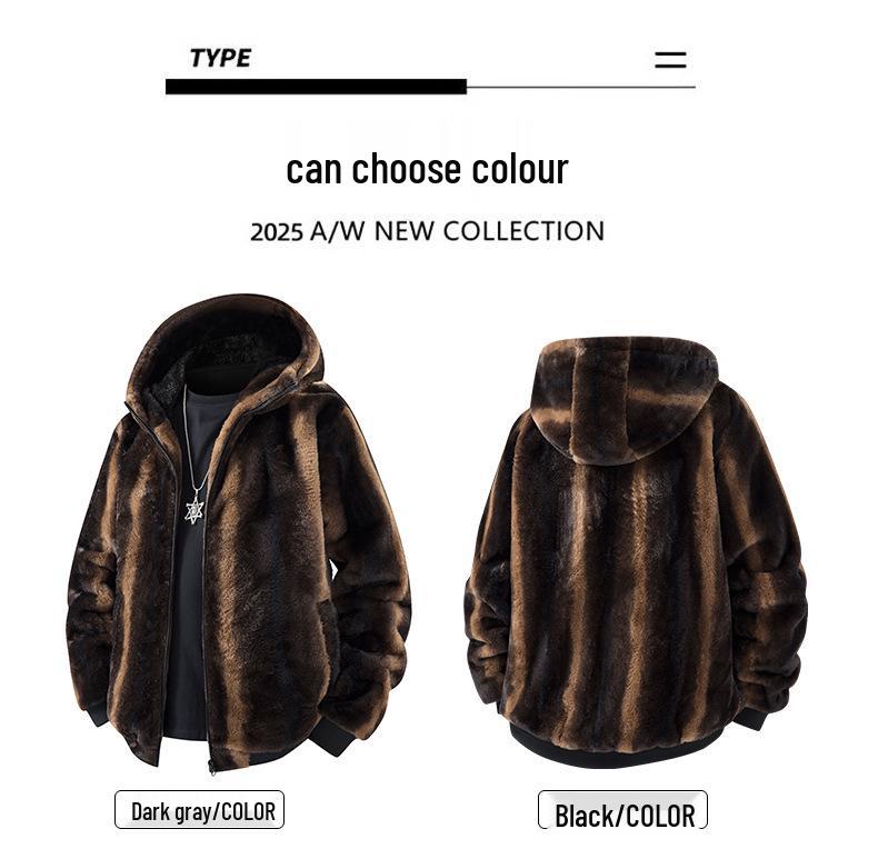 Men's European-Size Cotton-Padded Mink Velvet Winter Coat—Warm, Thick, Imitation Fur Jacket