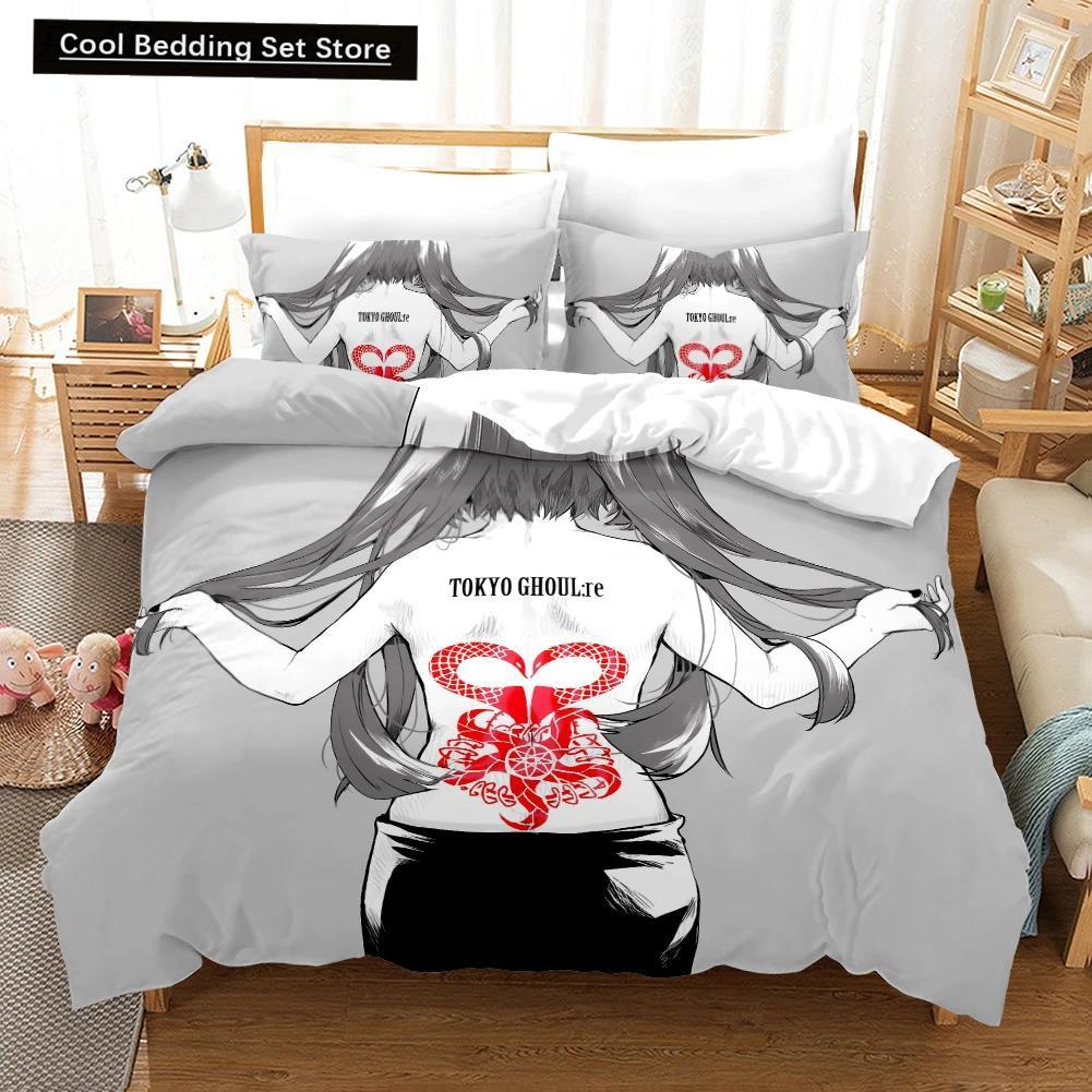 3D Printed Cartoons Tokyo Ghoul Kaneki Ken Bedding Set Duvet Cover Double Twin Full Queen King Adult Kids Bedclothes Quilt Cover
