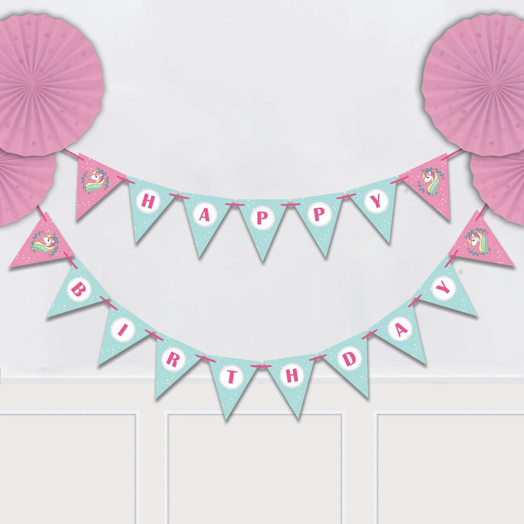 Inkdotpot Birthday Party Decorations Happy Birthday Party Garland Baby Girls Unicorn Pennant Banner