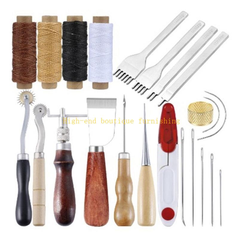 

23/31pcs Leather Sewing with Waxed Thread Stitching Needle Carving Work Groover for DIY Leather Craft Repair Set