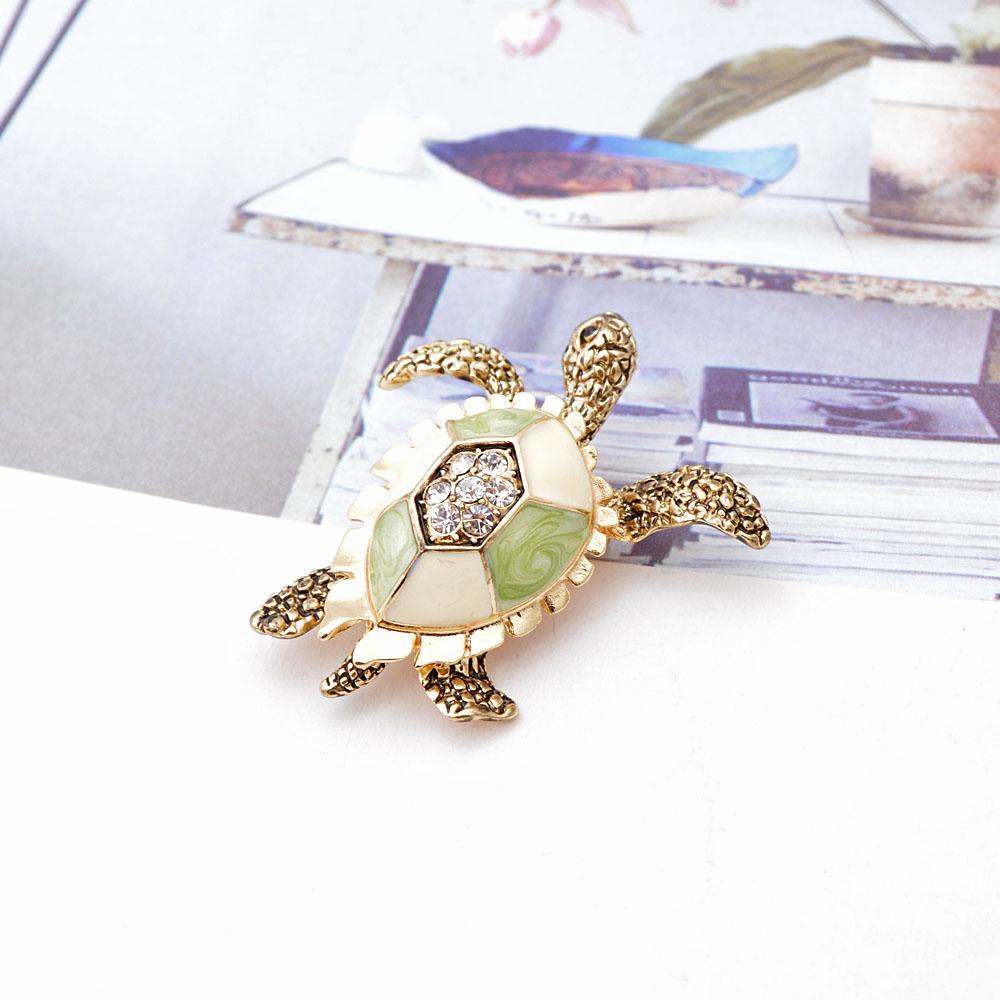 New Rhinestone Turtle Brooches For Women Vintage Enamel Pin Fashion Animal Accessories Creative Deisgn Vivid Jewelry