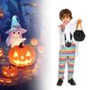 Halloween Child Costume For Kids With Polyester Fabric And Playful Striped Ghost Design For Party Performance