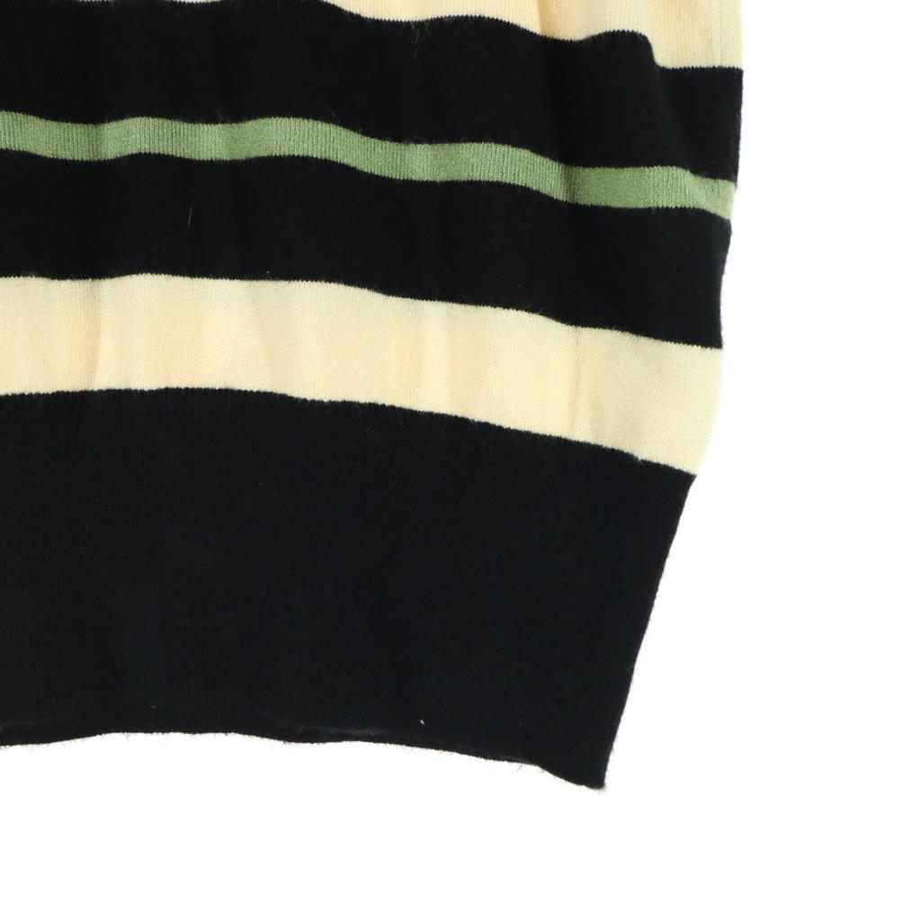 Zara Border Pattern Short Sleeve Round Neck Cardigan S Black Series Women Used
