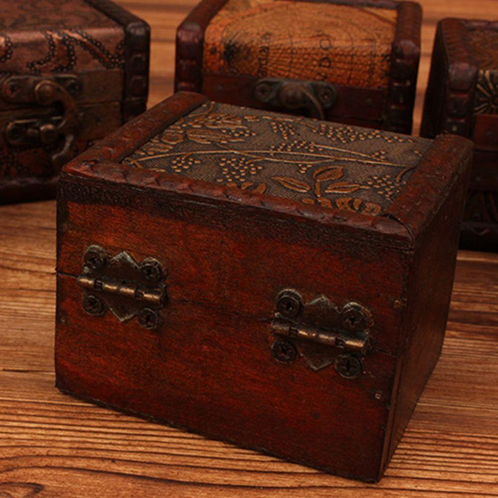 Cutie de depozitare retro din lemn, cutie maro cu comori, cutie mini vintage la modă, cadou