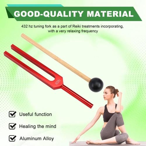 Leksewte 432 Hz Tuning Fork, Healing Sound for Healing Therapy and Yoga, 423hz Aluminum Alloy Tuning Fork, Red