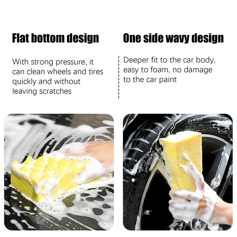 Large Sponges For Washing Cars Large Wavy Shaped Sponge Block Portable Scratch-resistant Car Detailing Cleaning Brush For