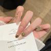 Champagne Gold Cat Eye Long False Nails - Detachable, Sparkly, & High-End Feel