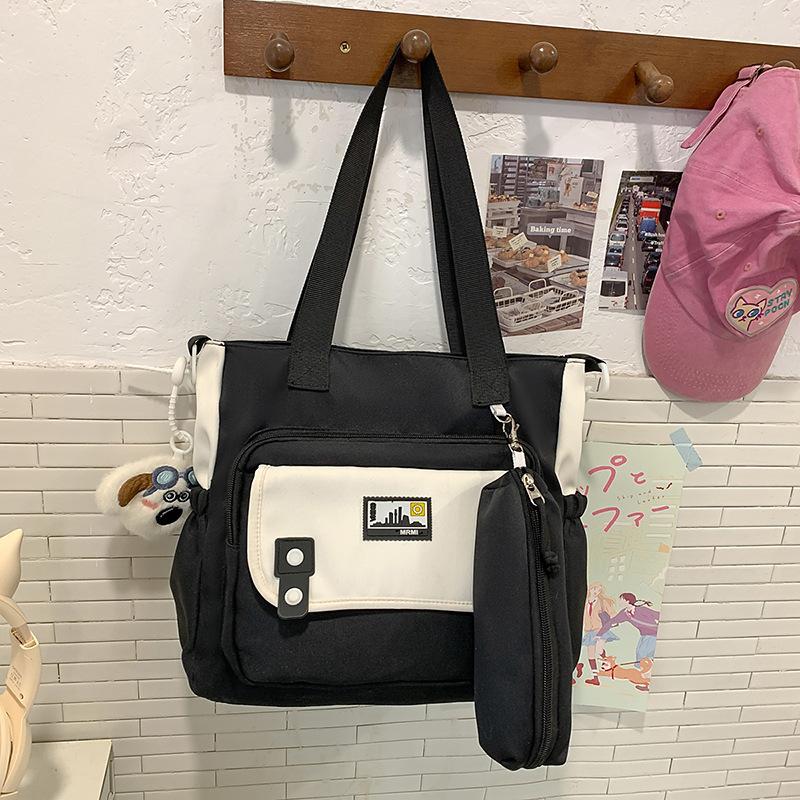 Bag Women's Versatile College Style One Shoulder Oblique Span Bag Large Capacity Leisure Commuter Tutoring Handheld Book Bag