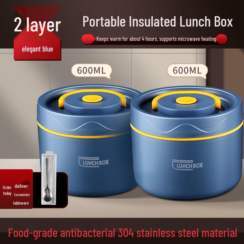 Extra Long Insulated Stainless Steel Bento Lunch Box - Microwaveable & Portable