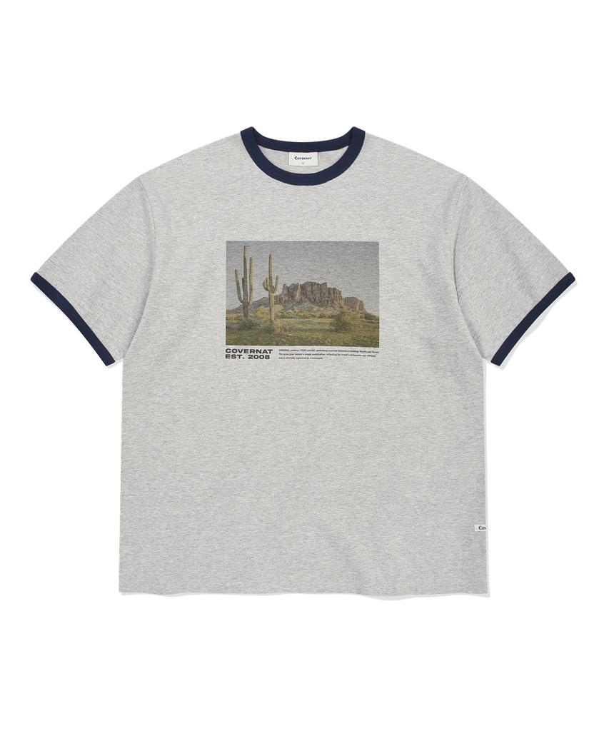 COVERNAT Cactus Valley Graphic T-Shirt Melange Grey