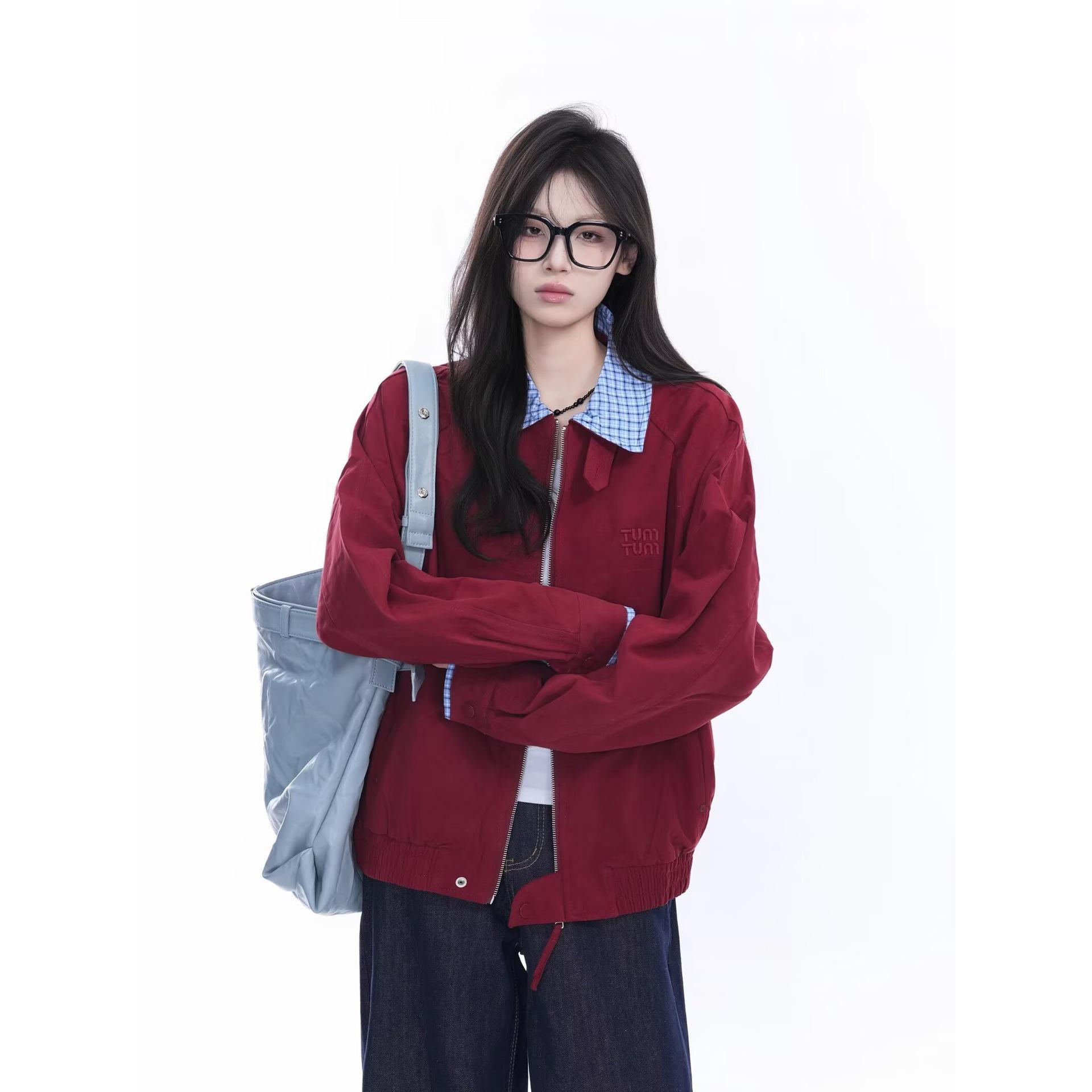 2025 Artistic Plaid Patchwork Jacket: Trendy, Fashionable, Versatile, Japanese-Inspired New Style M