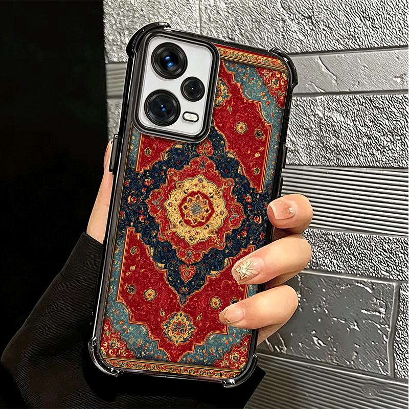 Persian Carpet Floral Pattern Soft Phone Case For Xiaomi Redmi Note 14 15 Pro Plus 13 12 11S 11T 5G 10 9S 9 Plating Anti-Fall Fu