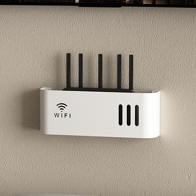 Plastic Storage Box for 1pc WIFI Router, Wall Mounted Without Drilling, Suitable for Walls and Desktops